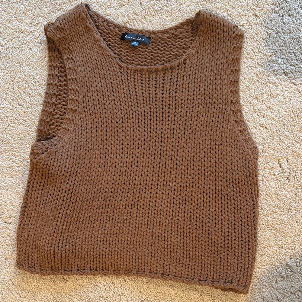 Line & Dot Brown Knit Sleeveless Sweater